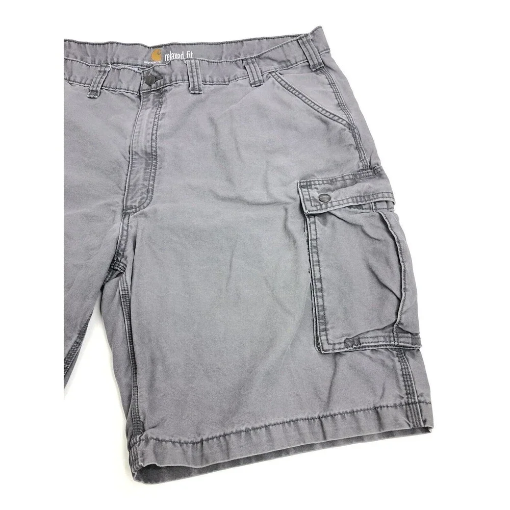 Carhartt Shorts Adult 46 Gray Canvas Cargo Work Wear Outdoors Hiking Mens Relax